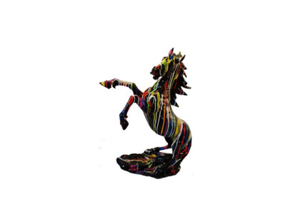 Skulptur Pferde aus Kunststoff auf einem Ständer Pferd Skulpturen Statuen 92cm