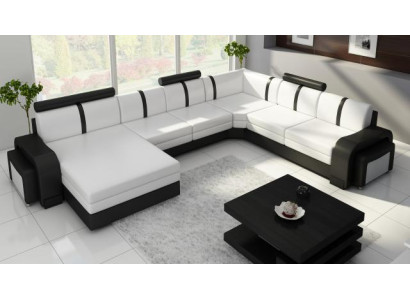 Wohnlandschaft Sofa Polster Ledersofa Ecksofa Eckcouch mit USB Ledergarnitur NEU