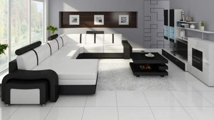 Wohnlandschaft Sofa Polster Ledersofa Ecksofa Eckcouch mit USB Ledergarnitur NEU