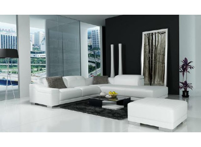 Wohnlandschaft Polster Ecke Eck Sofa + USB Garnitur Landschaft Leder Sitz 2711C
