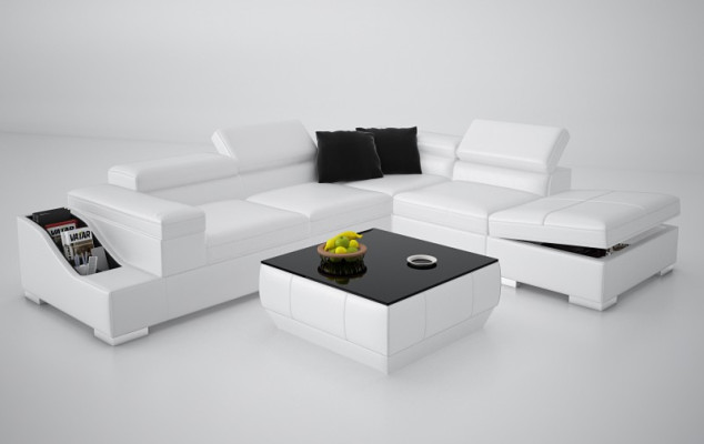 Ledersofa Sofa mit USB,Wohnlandschaft Ecksofa Eck Garnitur Design Modern K5006C