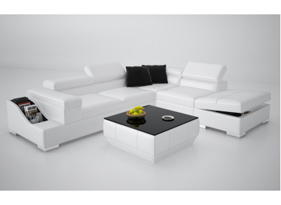 Ledersofa Sofa mit USB,Wohnlandschaft Ecksofa Eck Garnitur Design Modern K5006C