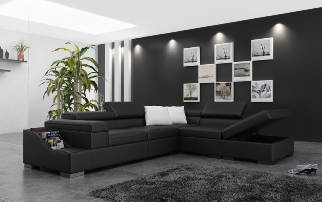 Ledersofa Sofa mit USB,Wohnlandschaft Ecksofa Eck Garnitur Design Modern K5006C