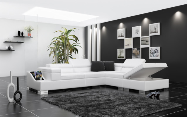 Ledersofa Sofa mit USB,Wohnlandschaft Ecksofa Eck Garnitur Design Modern K5006C
