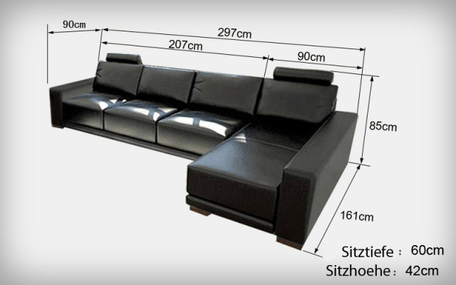 Ledersofa mit USB Wohnlandschaft Ecksofa Eck Garnitur Design Modern Sofa A1121C