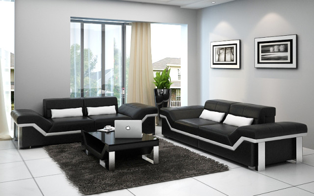 Ledersofa Sofa mit USB Wohnlandschaft 3+3 Garnitur Design Modern Sofa K5007D