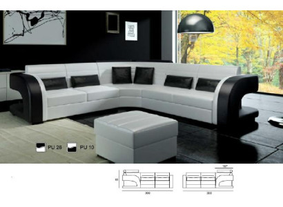 Ledersofa mit USB Design Wohnlandschaft Couch Garnitur Polsterecke Sofa BERGAMO