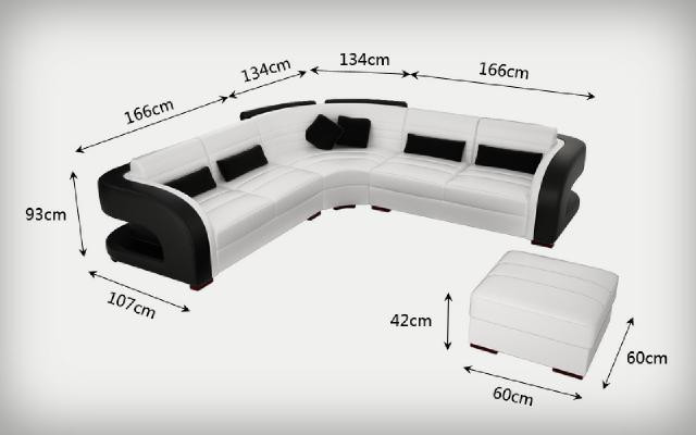 Ledersofa mit USB Design Wohnlandschaft Couch Garnitur Polsterecke Sofa BERGAMO