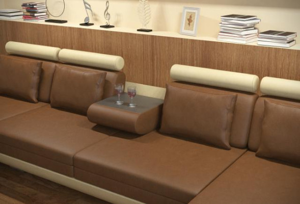 Ledersofa Berlin U-Form + USB Lederecksofa Ledereckcouch Sofa Garnitur XXL Liege