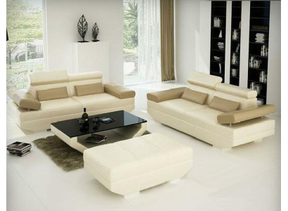 Wohnlandschaft Sofa mit USB Couch Sofagarnitur Polster Garnitur Leder AlfredD