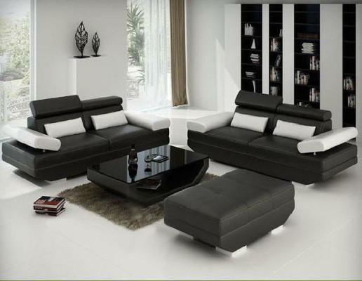 Wohnlandschaft Sofa mit USB Couch Sofagarnitur Polster Garnitur Leder AlfredD