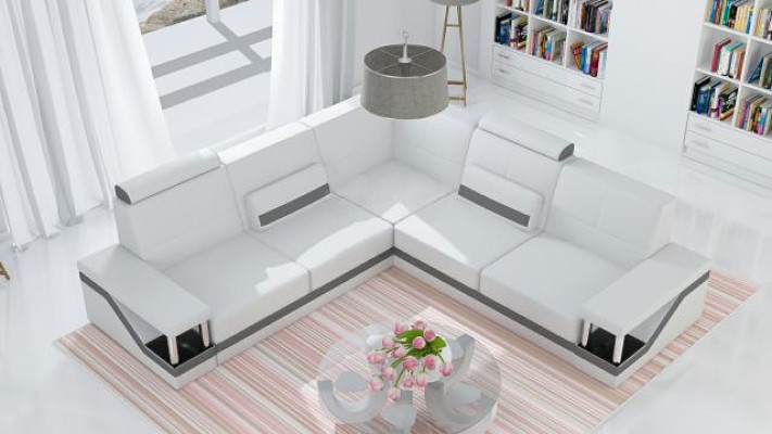 Ledersofa Poster Eckgarnitur Sofas Stoff Leder Garnitur Neu Eckcouch Sofa + USB