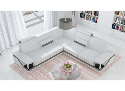 Ledersofa Poster Eckgarnitur Sofas Stoff Leder Garnitur Neu Eckcouch Sofa + USB
