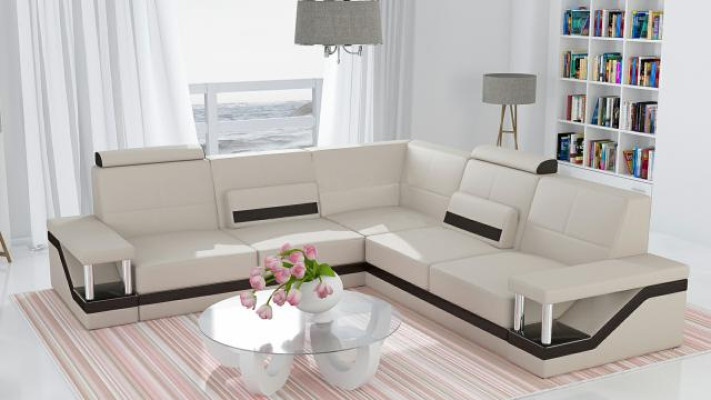 Ledersofa Poster Eckgarnitur Sofas Stoff Leder Garnitur Neu Eckcouch Sofa + USB