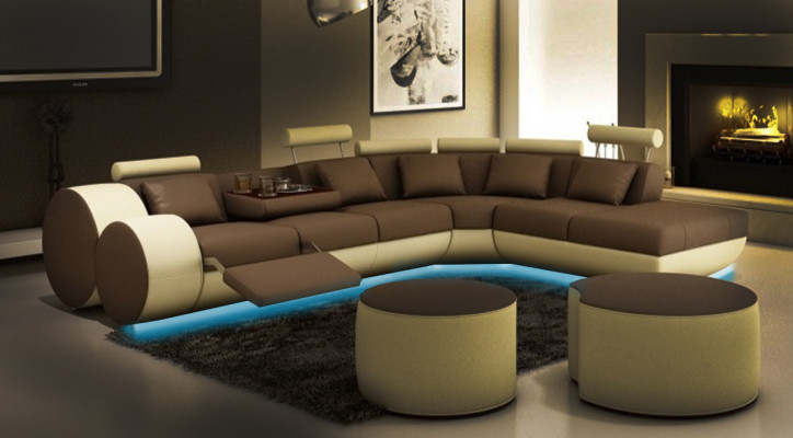 LEDERSOFA SOFA XXL WOHNLANDSCHAFT ECKSOFA mit USB NEW LEDERCOUCH GARNITUR COUCH