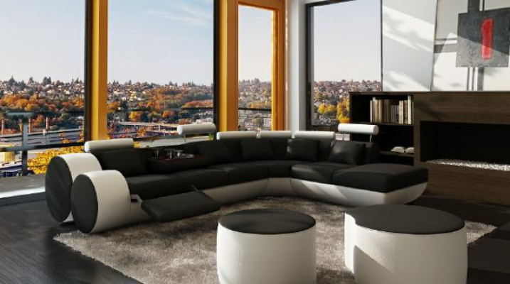 LEDERSOFA SOFA XXL WOHNLANDSCHAFT ECKSOFA mit USB NEW LEDERCOUCH GARNITUR COUCH
