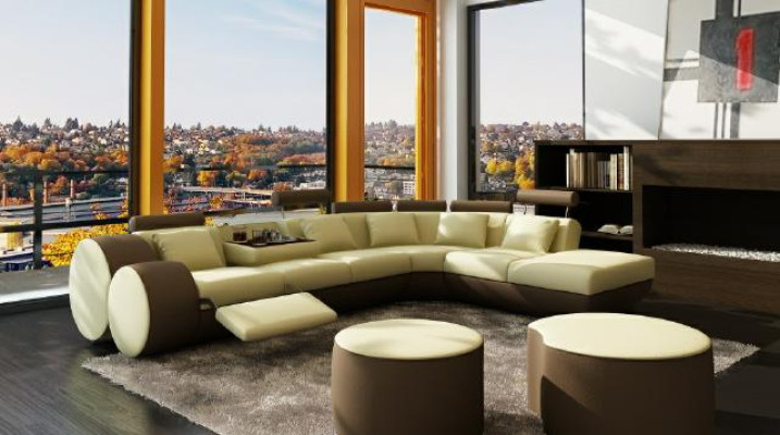 LEDERSOFA SOFA XXL WOHNLANDSCHAFT ECKSOFA mit USB NEW LEDERCOUCH GARNITUR COUCH