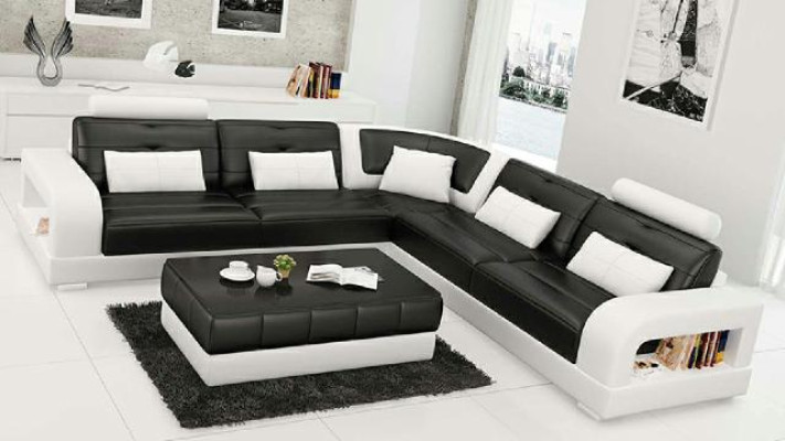 LEDERSOFA mit USB,SOFAGARNITUR DESIGNER COUCH WOHNLANDSCHAFT SOFA ECKCOUCH