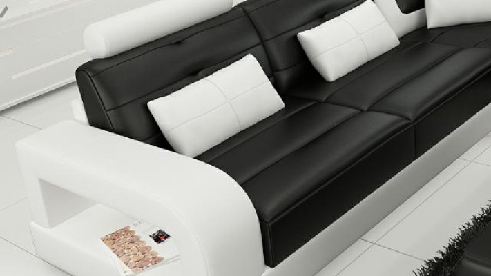 LEDERSOFA mit USB,SOFAGARNITUR DESIGNER COUCH WOHNLANDSCHAFT SOFA ECKCOUCH