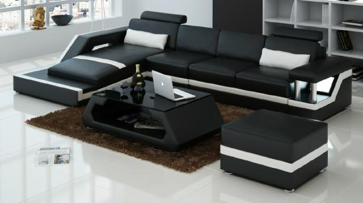 LEDERSOFA LEDER GARNITUR ECKSOFA POLSTER SOFA NEU GARNITUR USB Maßfertigung
