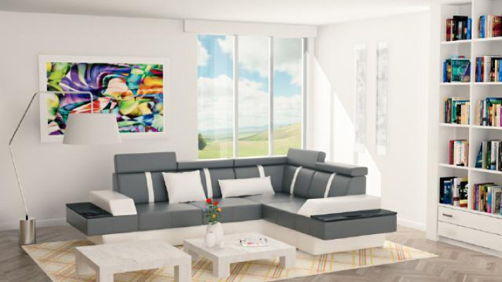 Eckcouch USB Sofa Polster Ledersofa Sofas Garnitur Wohnlandschaft Maßanfertigung