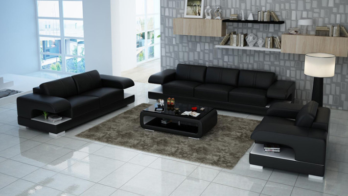 Ledersofa Couch Wohnlandschaft 321 Sofagarnitur Neu Design Modern Sofa mit USB