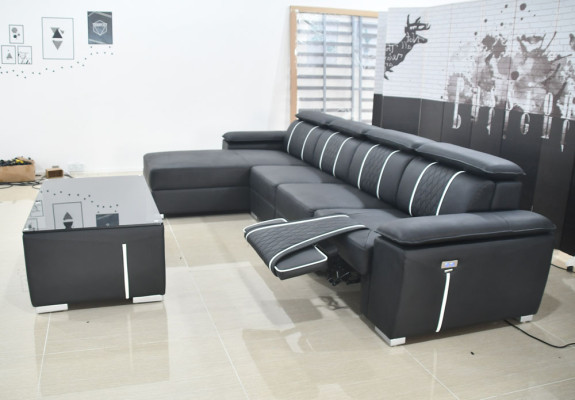 Design Ecksofa Couch Polster Garnitur Automatische Relax Funktion Sofa Neu Leder