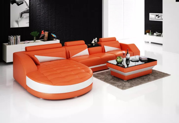 Wohnlandschaft Ledersofa Modernes Sofa Ecksofa LForm Couchtisch Eckgarnitur Neu