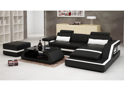 Ecksofa Couch Polster Eckgarnitur 3tlg. Sofa Hocker Couchtisch Wohnzimmer Möbel