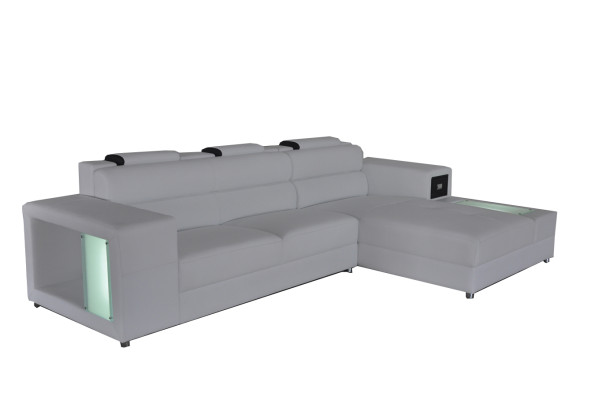 Design Sitz Leder Polster Ecke Leder Eck Landschaft Zimmer Neu Wohn Sofa + USB