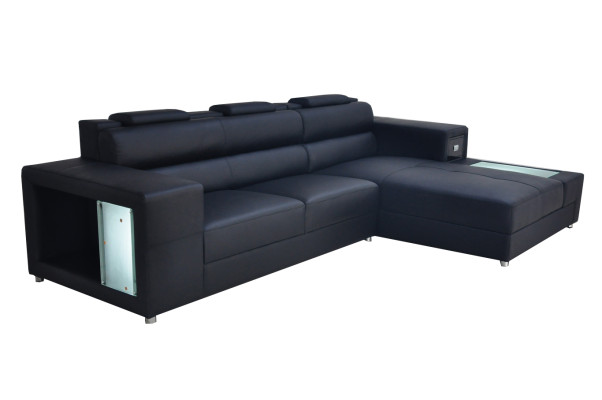 Design Sitz Leder Polster Ecke Leder Eck Landschaft Zimmer Neu Wohn Sofa + USB