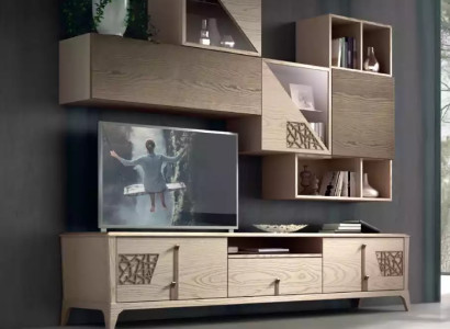 Wohnzimmer Wohnwand rtv Lowboard Holz Braun Möbel Fernseh Neu Modern