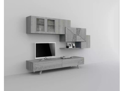 Wohnwand Anbauwand Wohnkombi Wohnzimmer new wood grey