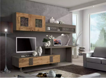Wohnzimmer Wohnwand rtv Lowboard Holz Braun Möbel Fernseh Anbei Wand