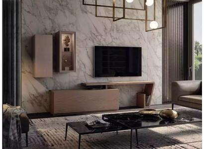 Wohnwand Anbauwand Wohnzimmer Schrankwand Möbel Modern braun Wohnwände