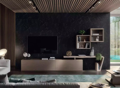 Wohnzimmer Wohnwand Modern Anbauwand Schrankwand braun 360cm Wohnwände