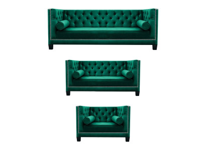 Luxus Grün Chesterfield Design Garnitur 3tlg Sofas Couch Wohnzimmer 3+2+1