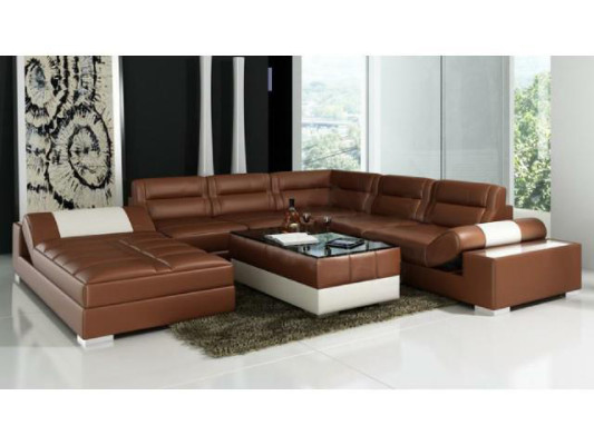 Wohnlandschaft Couch Polster Eck Garnitur Designer Ledersofa Big Sofa Sitz  842