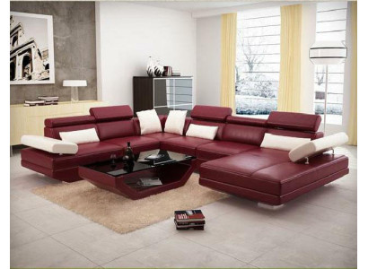 Wohnlandschaft Polster Ecke Eck Sofa Couch Garnitur Landschaft Leder AlfredA