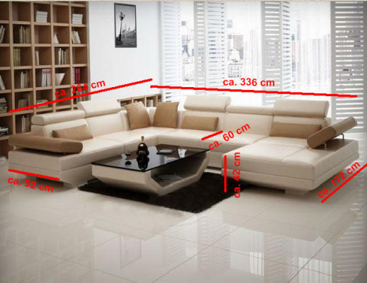 Wohnlandschaft Polster Ecke Eck Sofa Couch Garnitur Landschaft Leder AlfredA