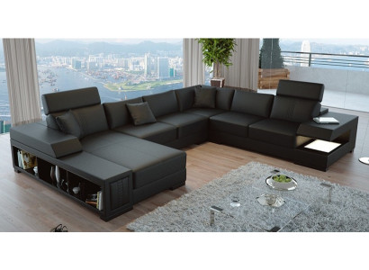 Ecksofa Polster Couch Sofa Wohnlandschaft Sitz Eck Garnitur Leder Textil Badra