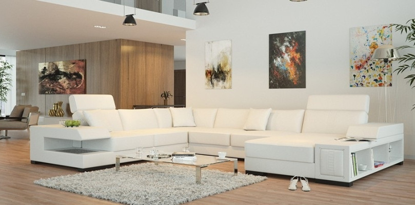 Ecksofa Polster Couch Sofa Wohnlandschaft Sitz Eck Garnitur Leder Textil Badra