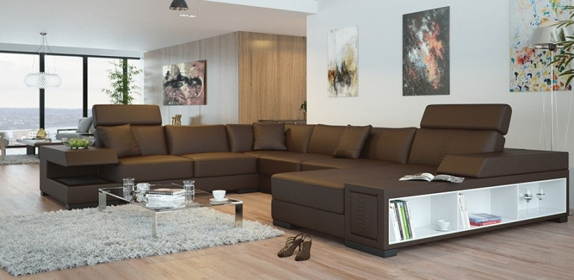 Ecksofa Polster Couch Sofa Wohnlandschaft Sitz Eck Garnitur Leder Textil Badra