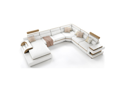 Ledersofa Sofa Couch Polster Ecksofa Wohnlandschaft Eck Garnitur Brugg W/B Neu