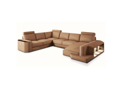 Wohnlandschaft Ecksofa Couch Ledersofa Sofa Polster Sitz Eck Garnitur Carlington