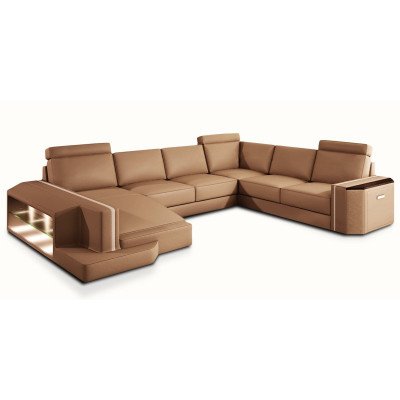Wohnlandschaft Ecksofa Couch Ledersofa Sofa Polster Sitz Eck Garnitur Carlington