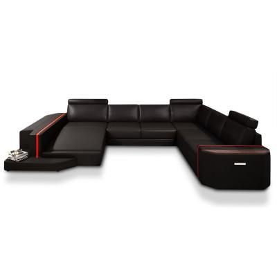 Wohnlandschaft Ecksofa Couch Ledersofa Sofa Polster Sitz Eck Garnitur Carlington