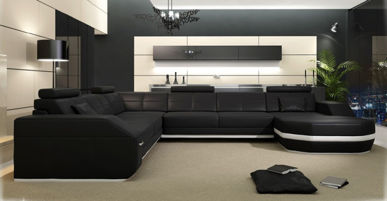 Wohnlandschaft Designer Sofa Couch Big Polster Leder Sofas Eck Ecke Sitz PH300-S