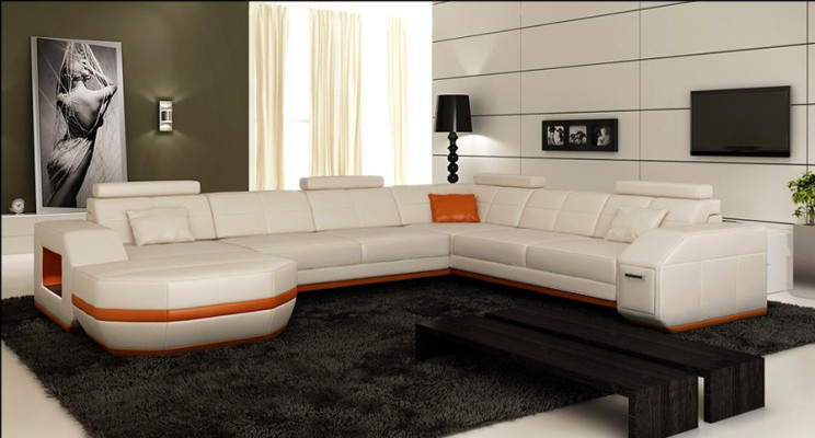 Wohnlandschaft Designer Sofa Couch Big Polster Leder Sofas Eck Ecke Sitz PH300-S