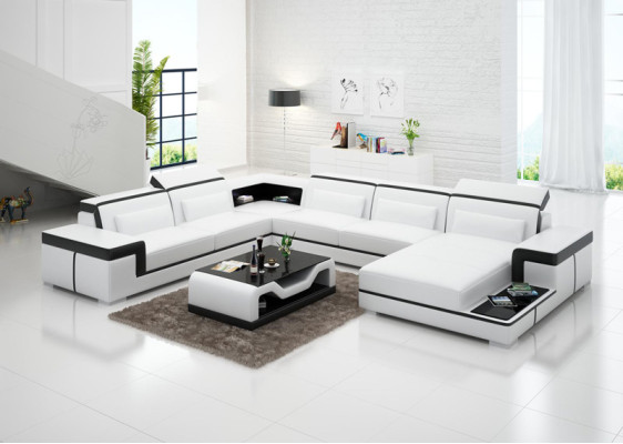 Ledersofa Couch Wohnlandschaft Ecksofa Eck Garnitur Design Modern Sofa G8020 Neu